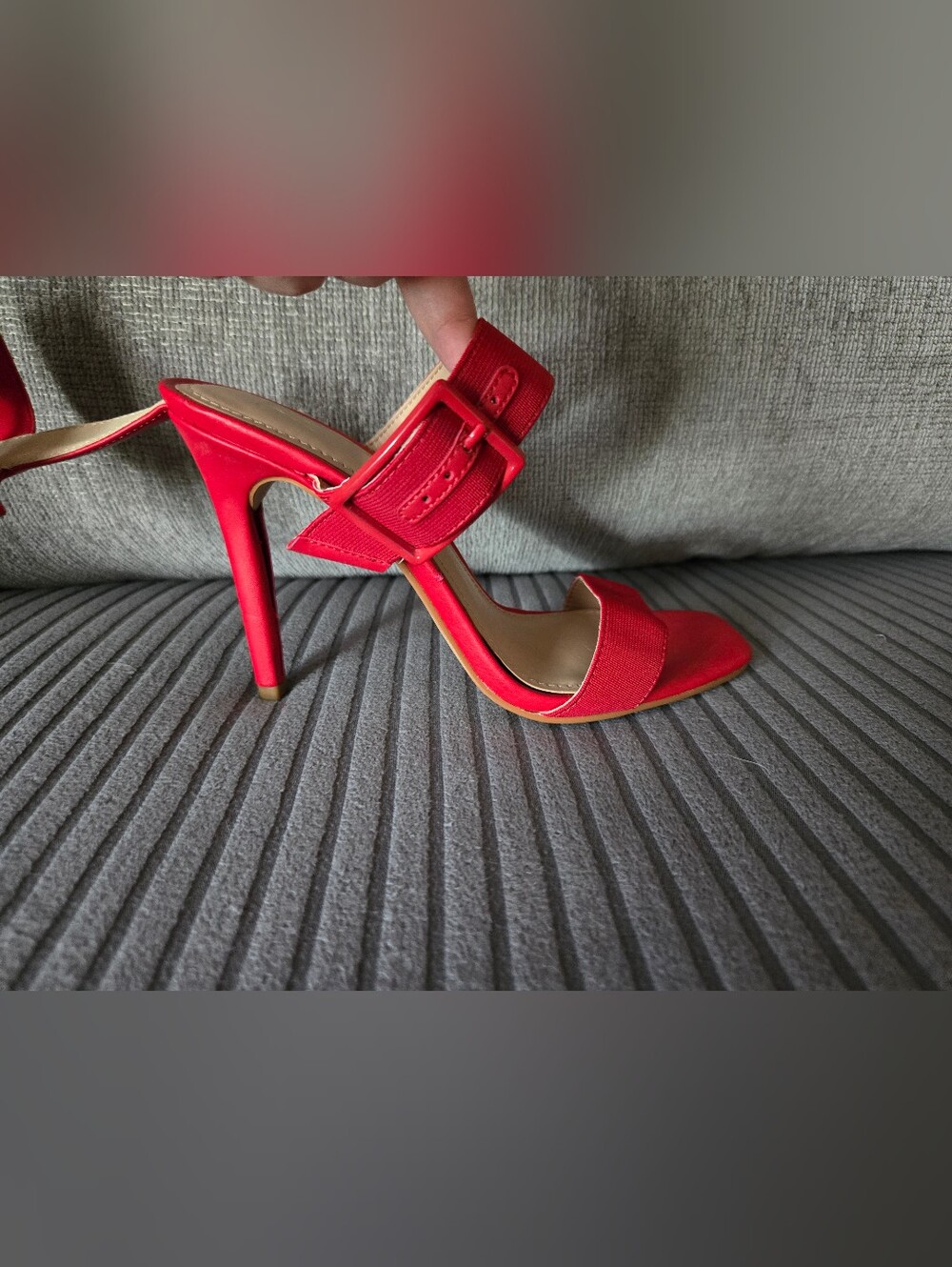 New York & Company Red Stiletto Ankle-Strap Sandal